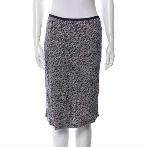 Diane von Furstenberg Justin 100%‎ Silk Jersey Navy Blue Geometric Skirt Size 8